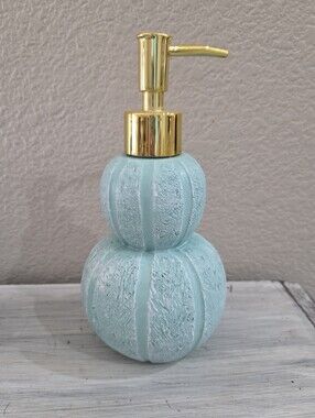 Light Teal Blue Textured Stacked Pumpkins Fall Soap Pump Dispenser